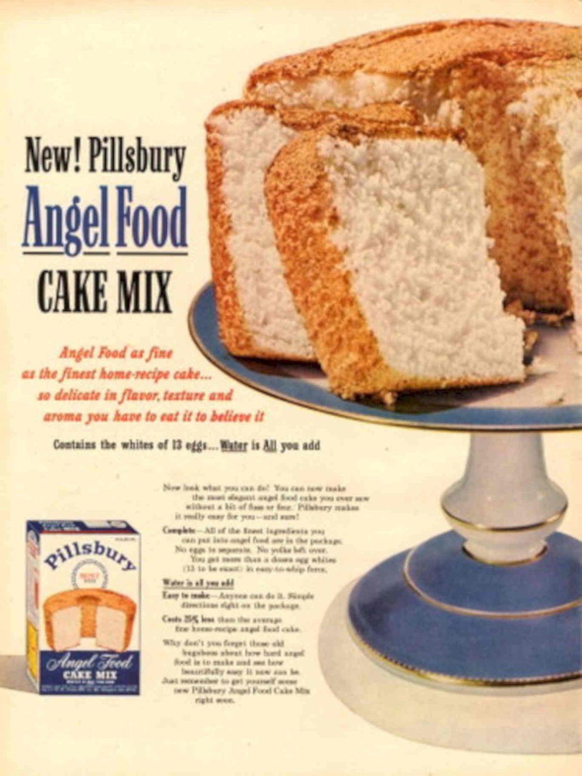Pillsbury Angel Cake 1950s Vintage Retro Advert Poster