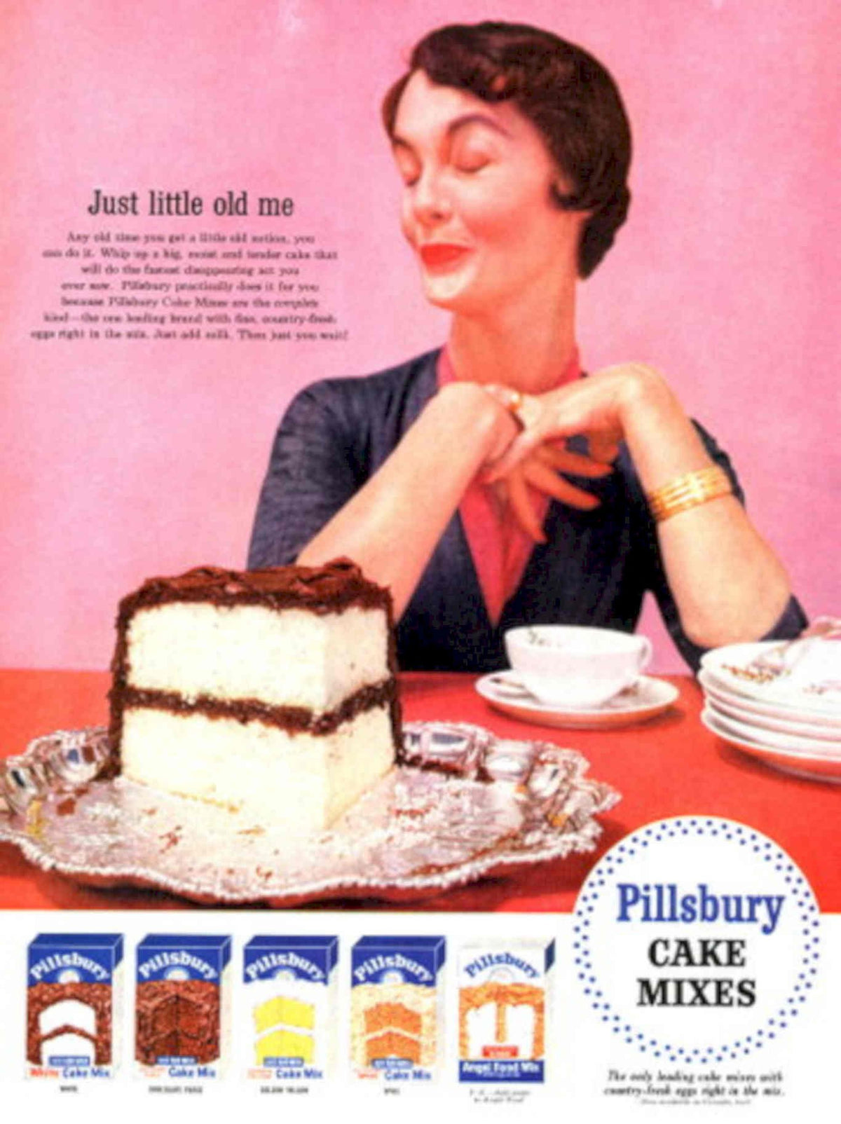 Pillsbury Cake Mix 1950s Vintage Retro Advert Poster