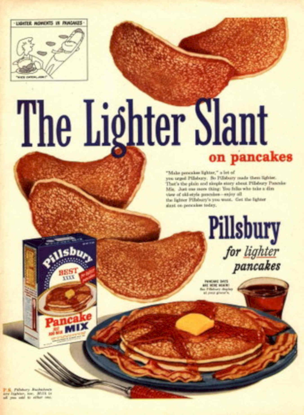 Pillsbury Pancakes Stack 1950s Vintage Retro Advert Poster