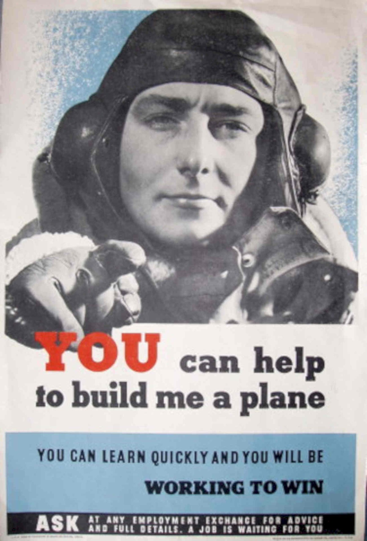 Pilot Plane Helmet 1940s Vintage Retro Advert Poster