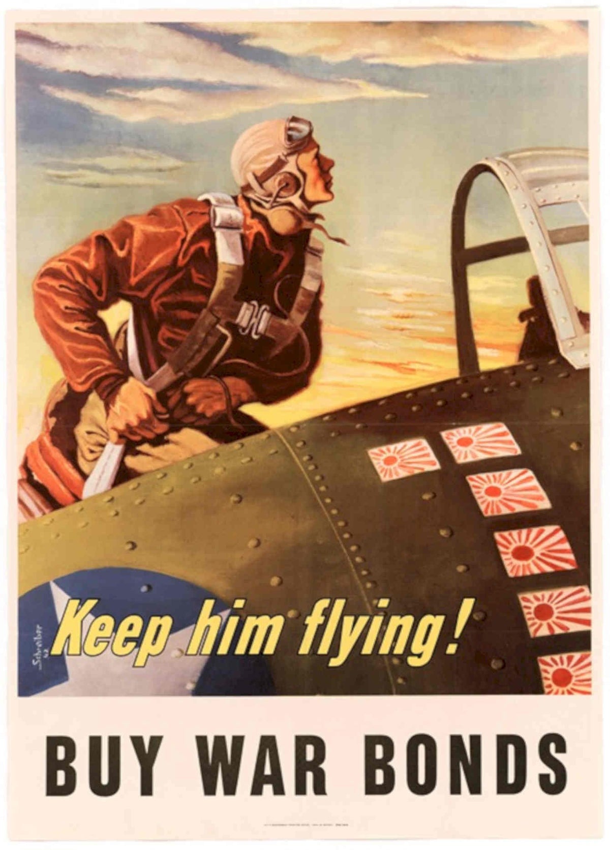 Pilot War Planes American World War II Advert Poster