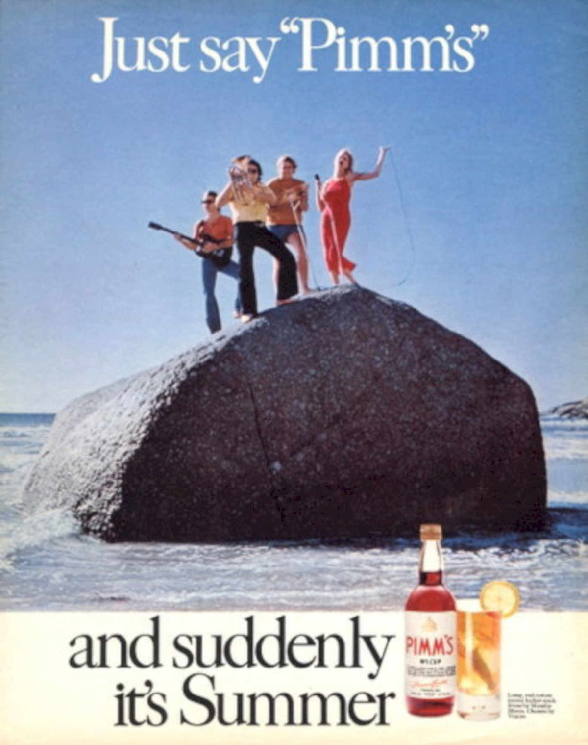 Pimm Beach Guitar 1970s Vintage Retro Advert