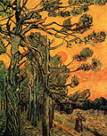 Pine Trees Against A Red Sky With Setting Sun Van Gogh A4 Photo Print