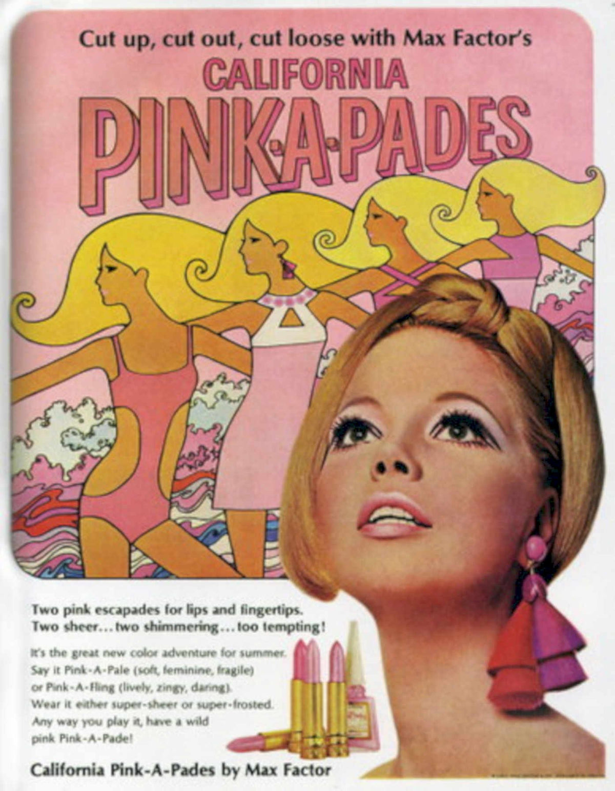 Pink Ades Beach 1960s Vintage Retro Advert