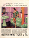 Pink Bathtub Modern 1930s Vintage Retro Advert Poster