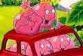 Pink Blobs Red 1990s Vintage Retro Advert