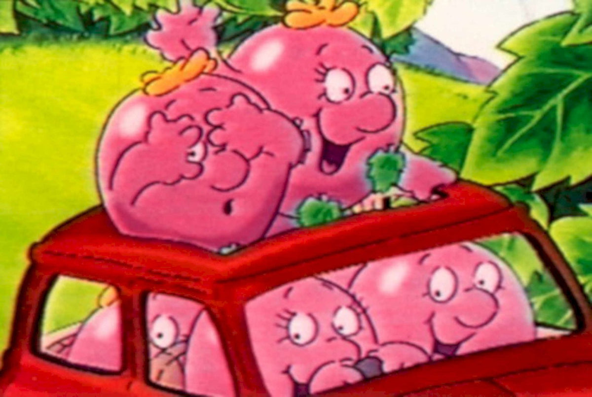 Pink Blobs Red 1990s Vintage Retro Advert