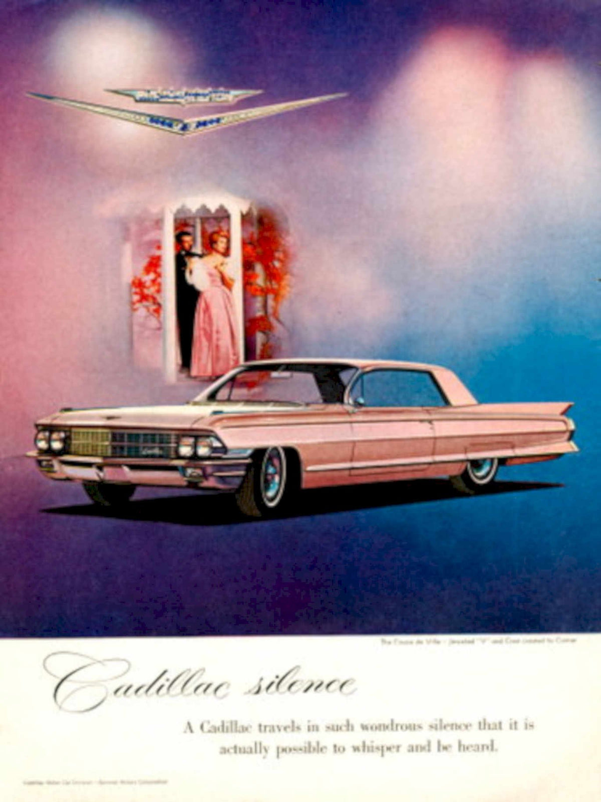 Pink Cadillac Deville 1960s Vintage Retro Advert
