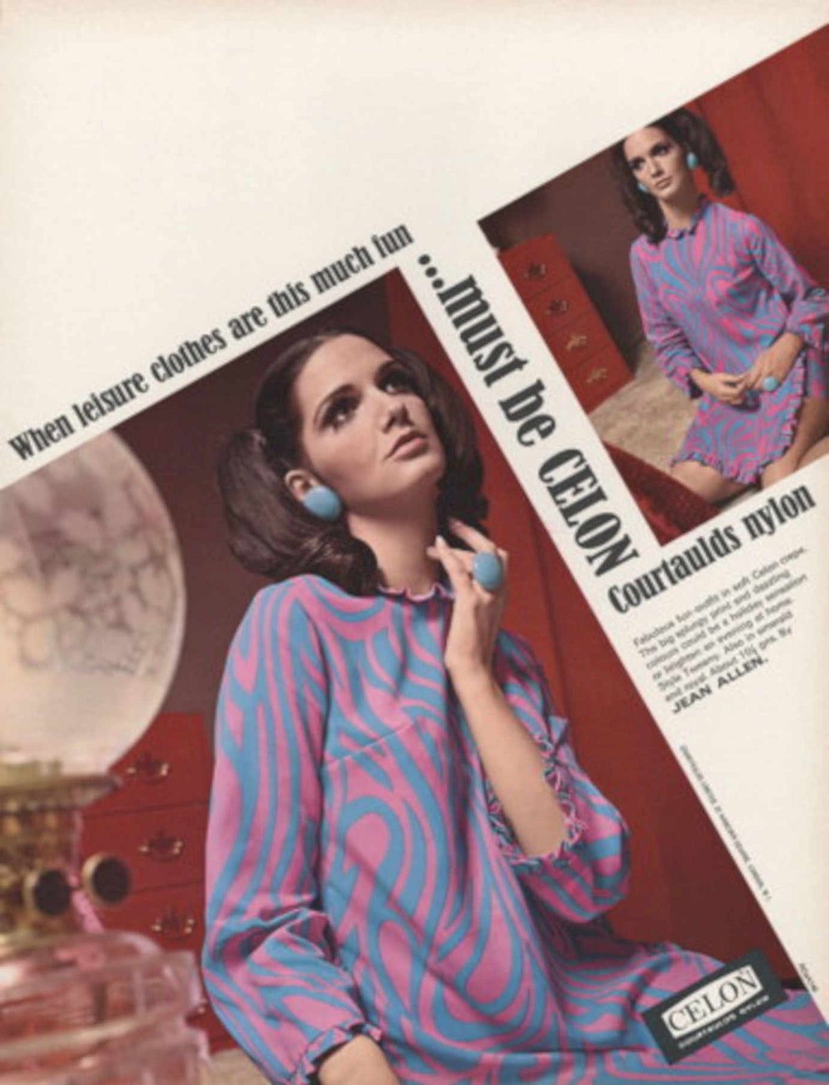 Pink Celon Dress 1960s Vintage Retro Advert