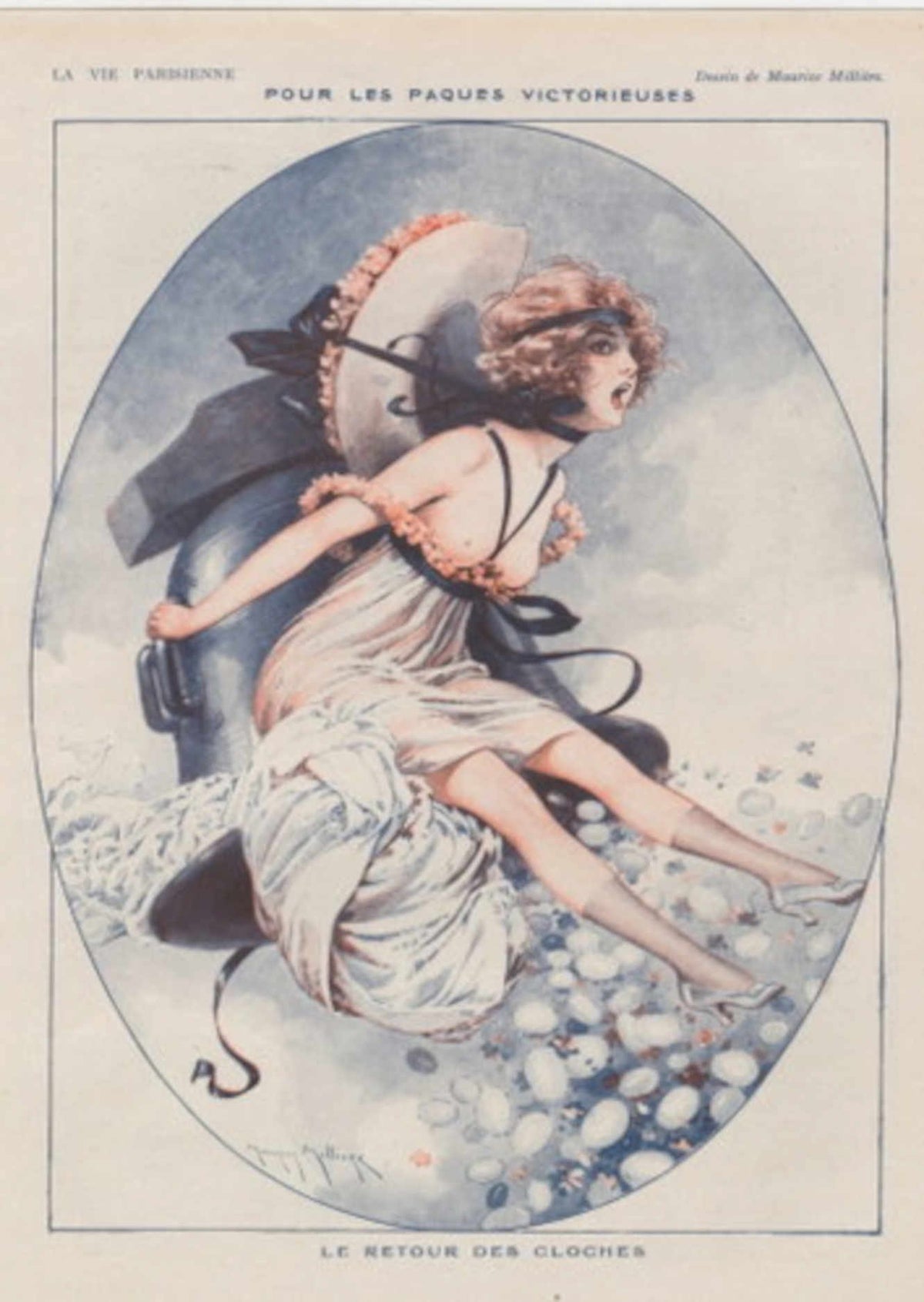 Pink Cloche Parisienne La Vie Parisienne Vintage Retro Advert