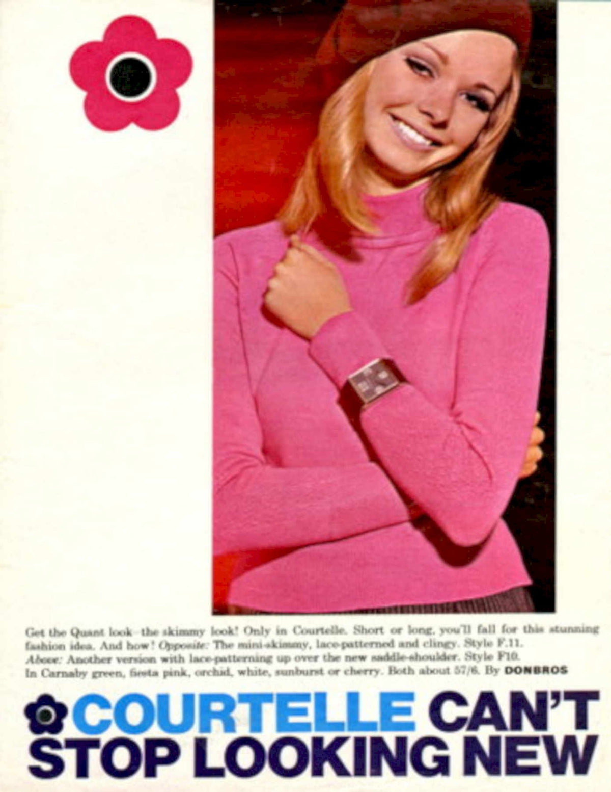 Pink Courcelle Sweater 1960s Vintage Retro Advert