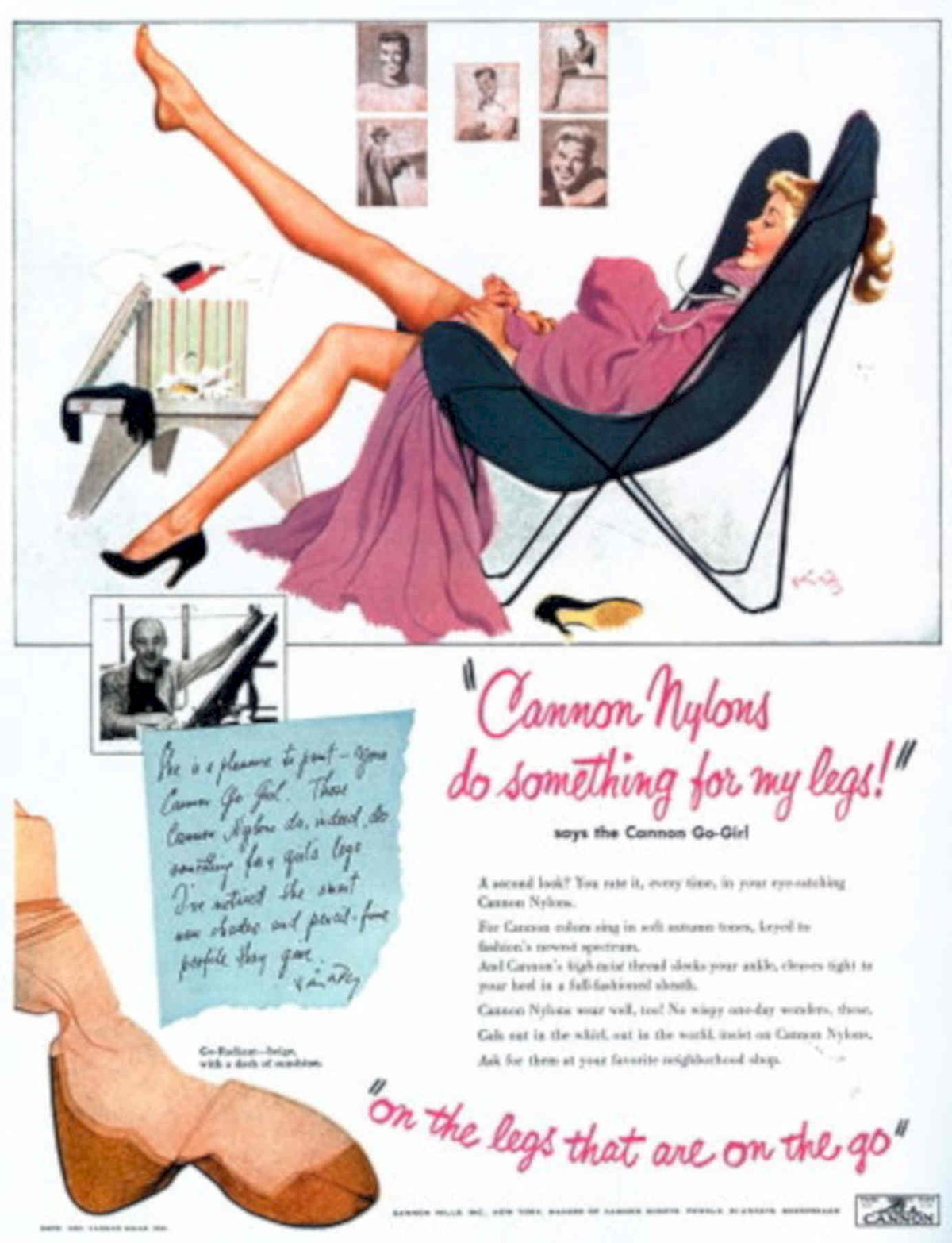 Pink Dress Nylons 1950s Vintage Retro Advert Poster