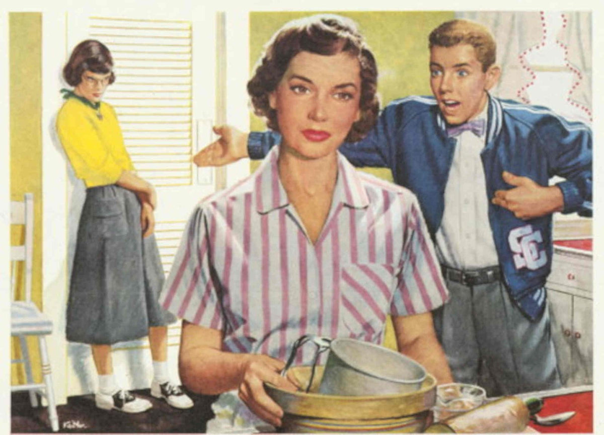 Pink Kitchen Tension 1950s Vintage Retro Advert Poster