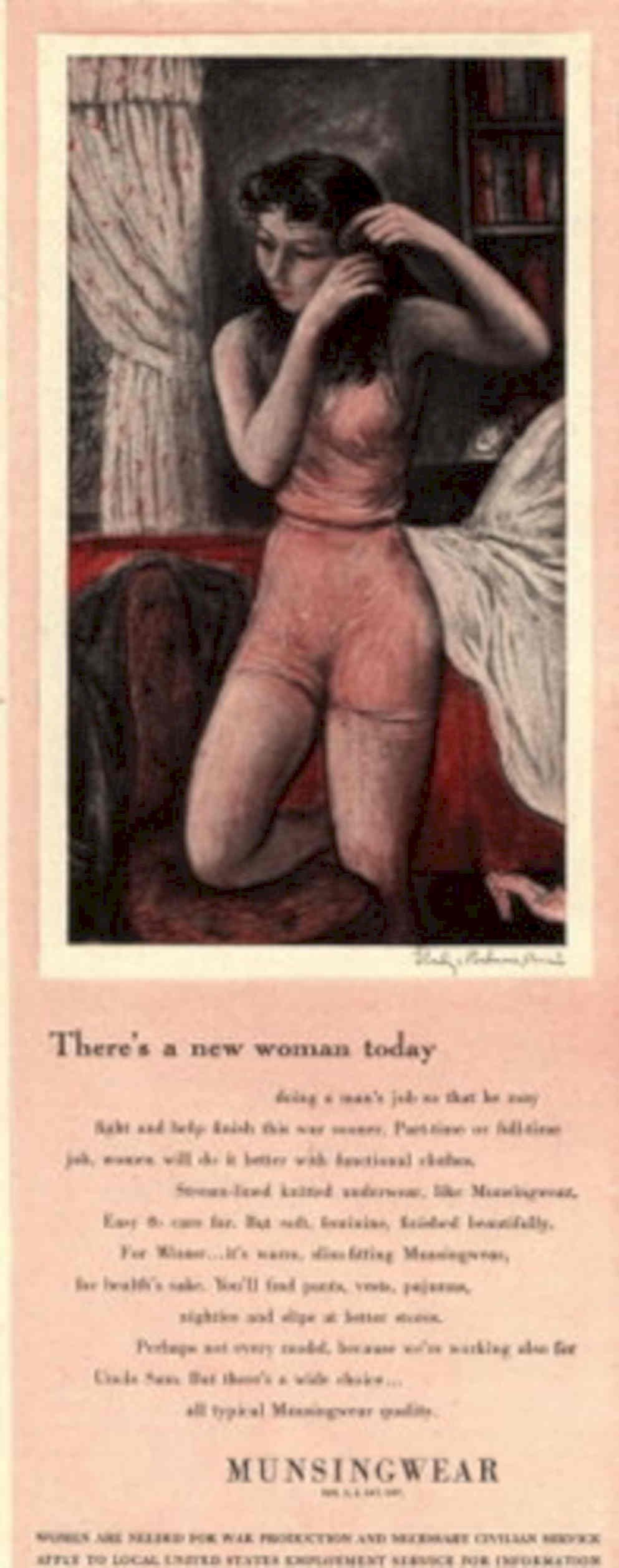 Pink Lingerie Woman 1940s Vintage Retro Advert Poster