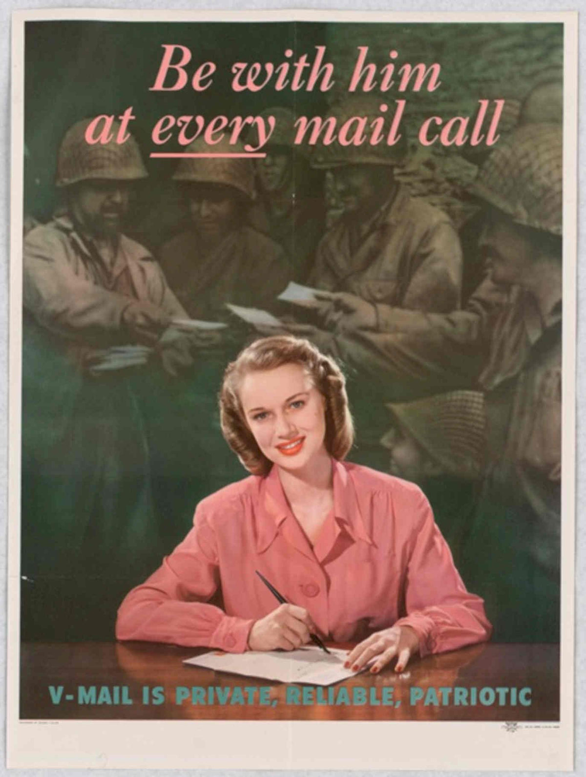 Pink Mail Soldiers American World War II Advert Poster