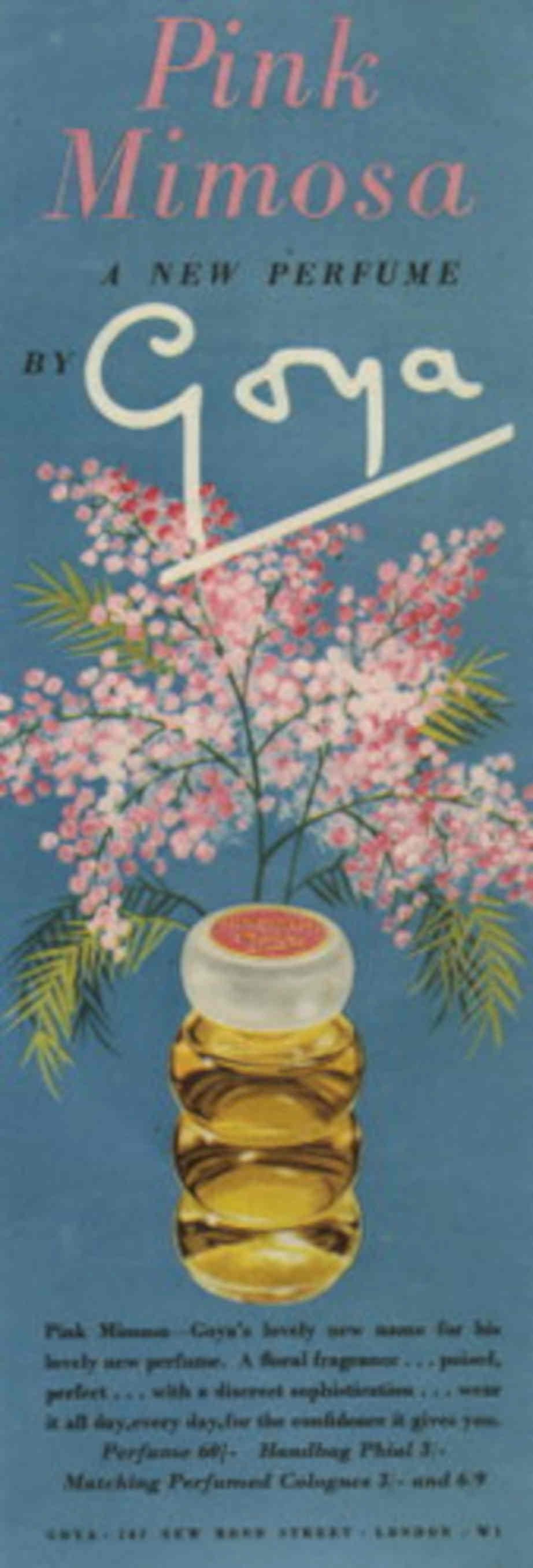 Pink Mimosas Goya 1950s Vintage Retro Advert Poster