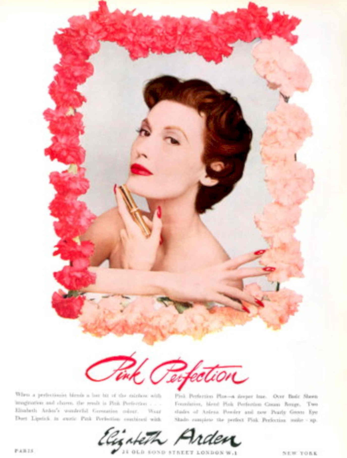 Pink Perfection Arden 1950s Vintage Retro Advert Poster
