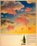 Pink Pigs Champagne 1980s Vintage Retro Advert