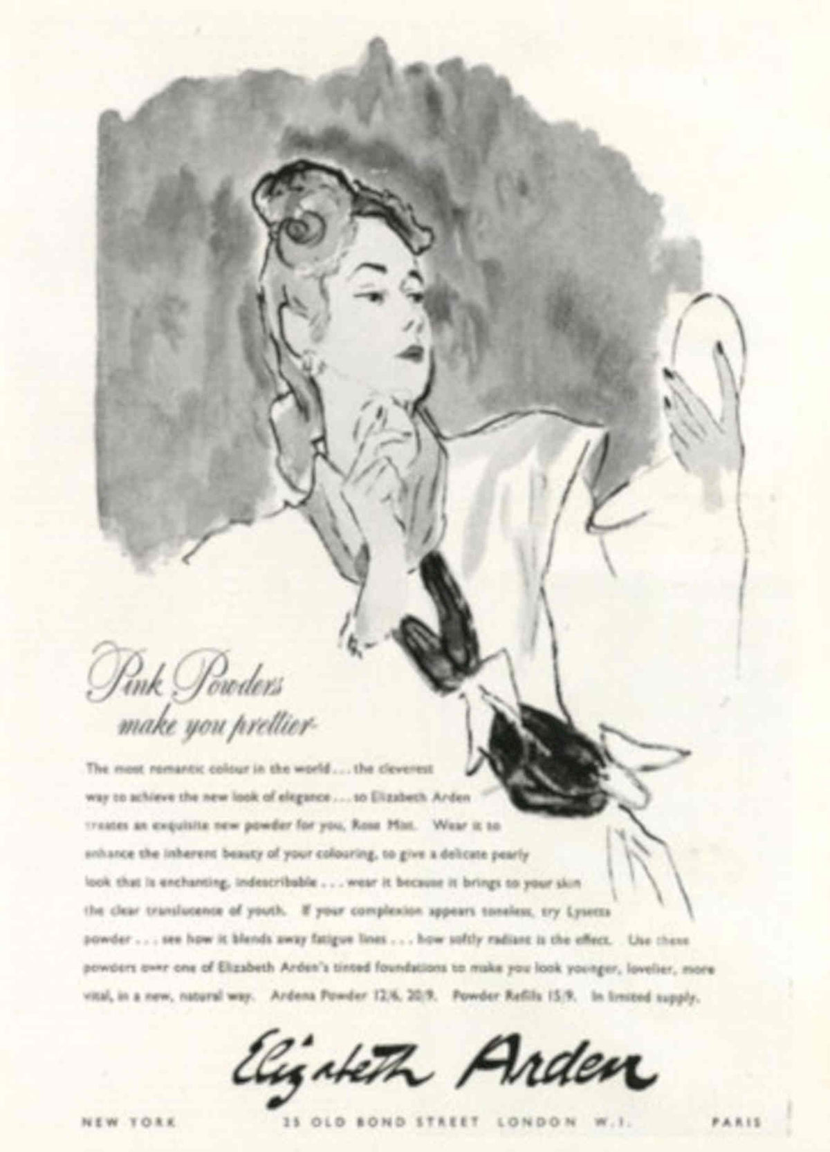 Pink Powder Arden 1940s Vintage Retro Advert Poster