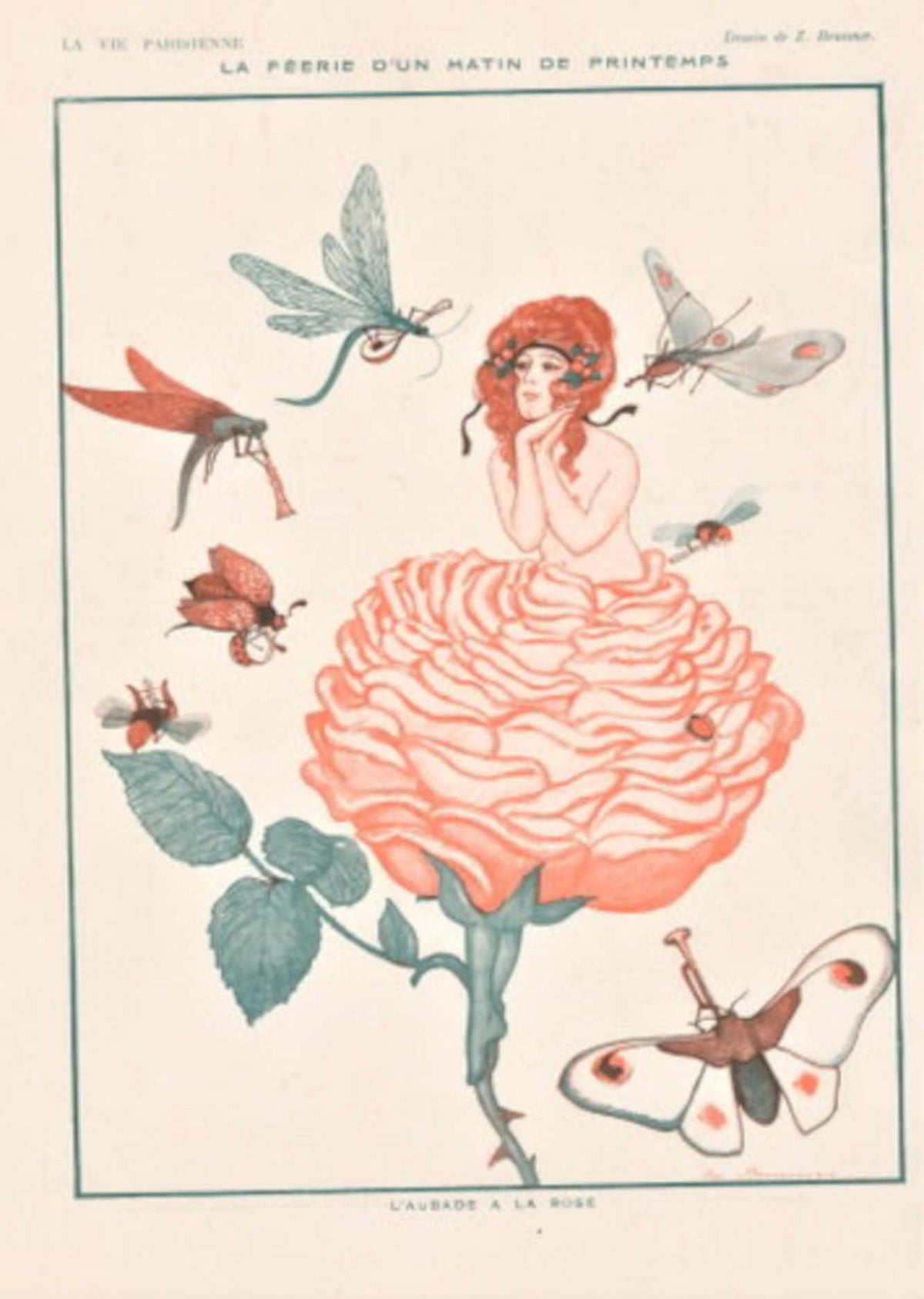 Pink Rose Fairy La Vie Parisienne Vintage Retro Advert
