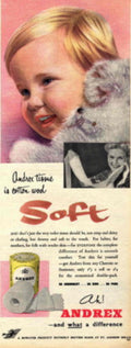 Pink Tissue Girl 1950s Vintage Retro Advert Poster
