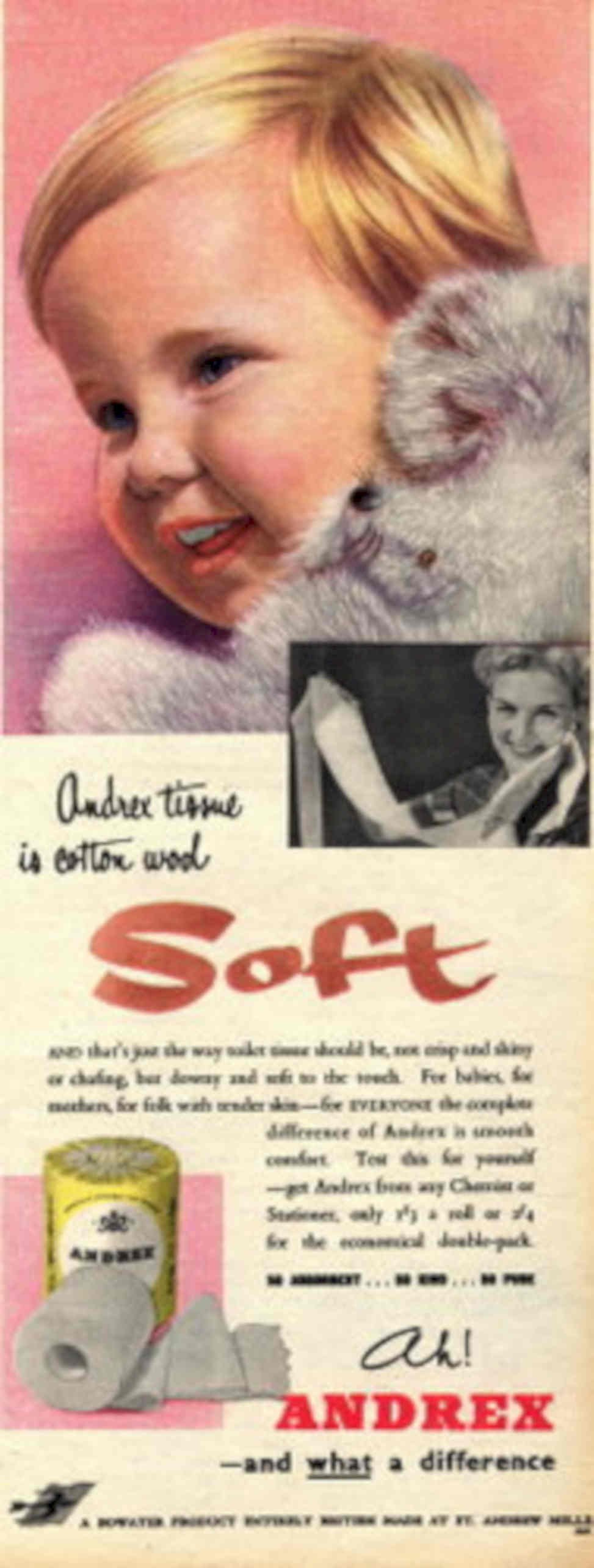 Pink Tissue Girl 1950s Vintage Retro Advert Poster