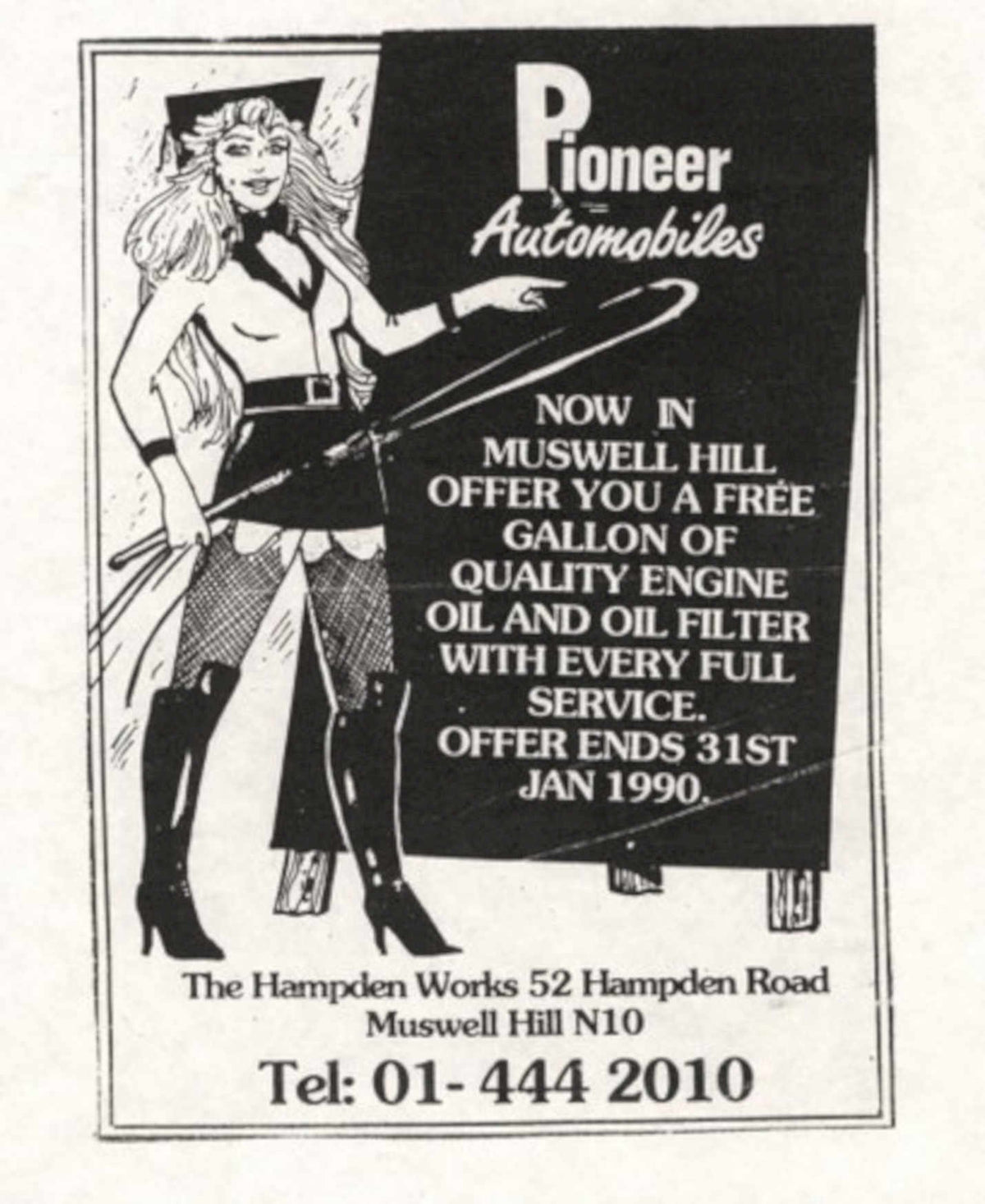 Pioneer Automobiles Muswellhill 1990s Vintage Retro Advert