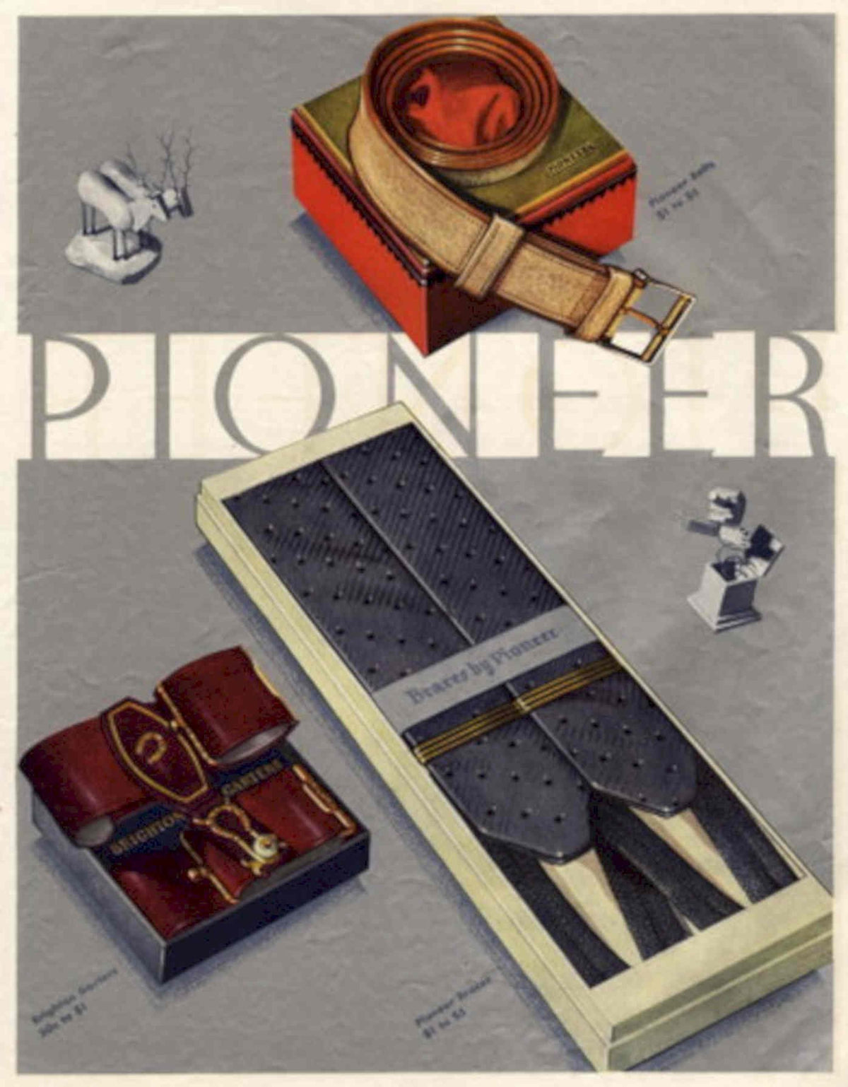 Pioneer Ski Brakes 1950s Vintage Retro Advert Poster