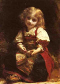 Piot Adolphe A Little Girl Holding A Bird A4 Photo Print