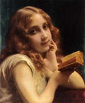 Piot Etienne Adolphe A Little Girl Reading A4 Photo Print
