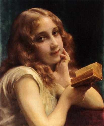 Piot Etienne Adolphe A Little Girl Reading A4 Photo Print