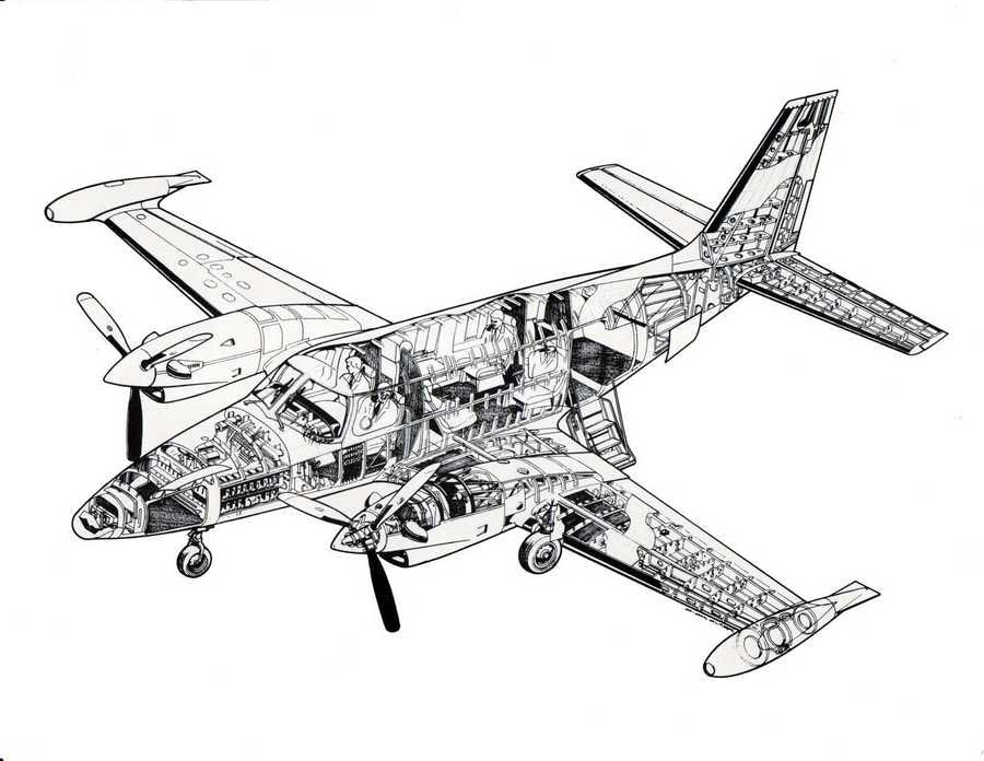 Piper PA 31T Cheyenne cutaway A4 Photo Print