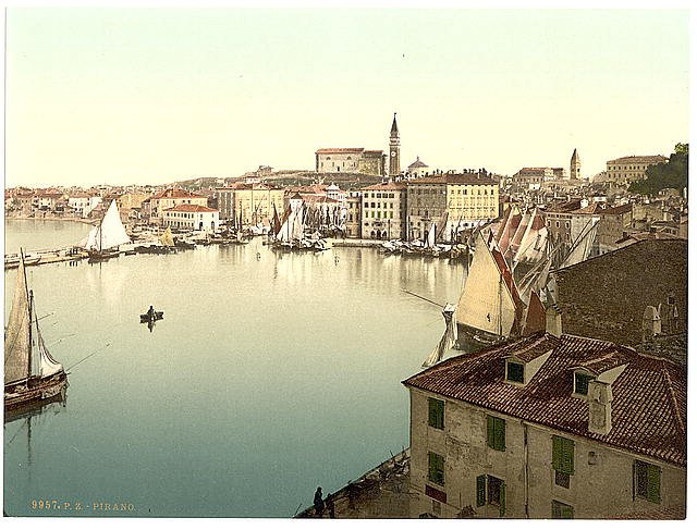 Pirano general view Istria Vintage A4 Photo Print