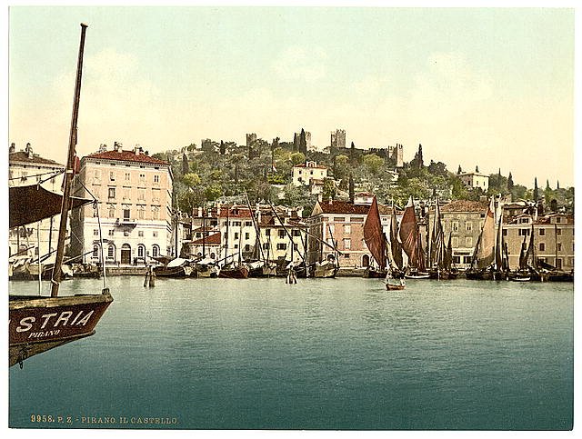Pirano the castle Istria Vintage A4 Photo Print