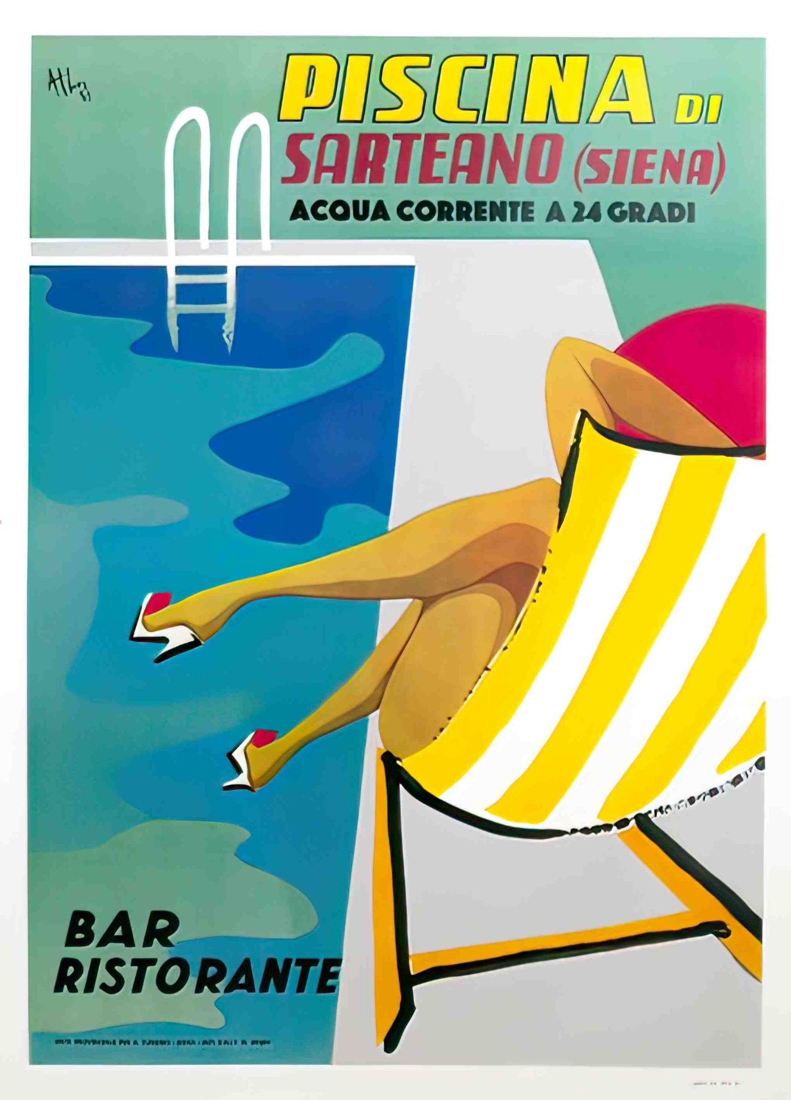 Piscina Advert A4 Photo Print
