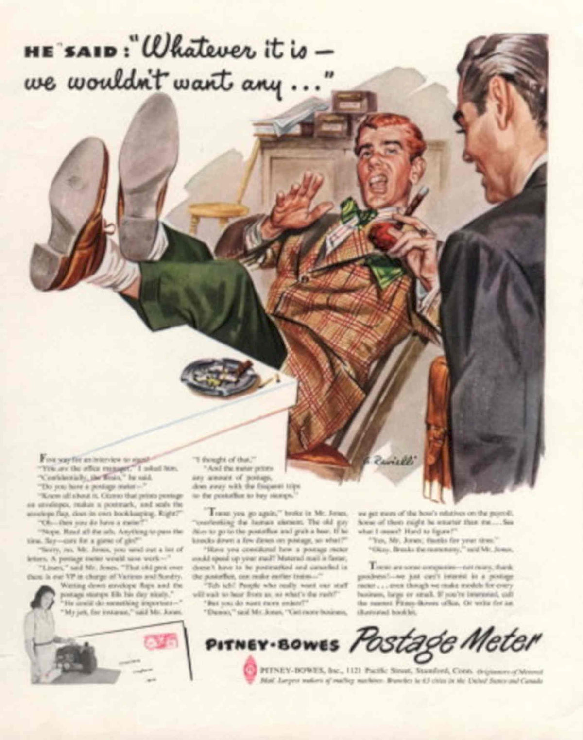 Pitney Bowes Meter 3 1950s Vintage Retro Advert Poster