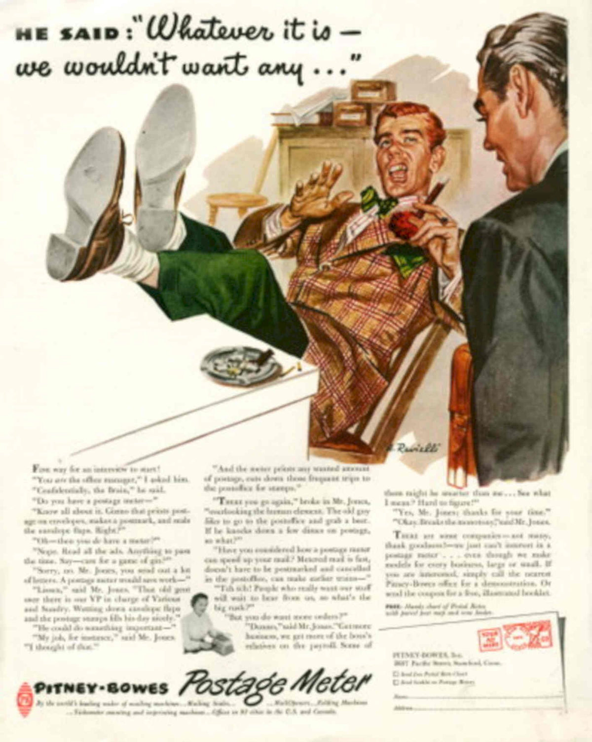 Pitney Bowes Meter 7 1950s Vintage Retro Advert Poster