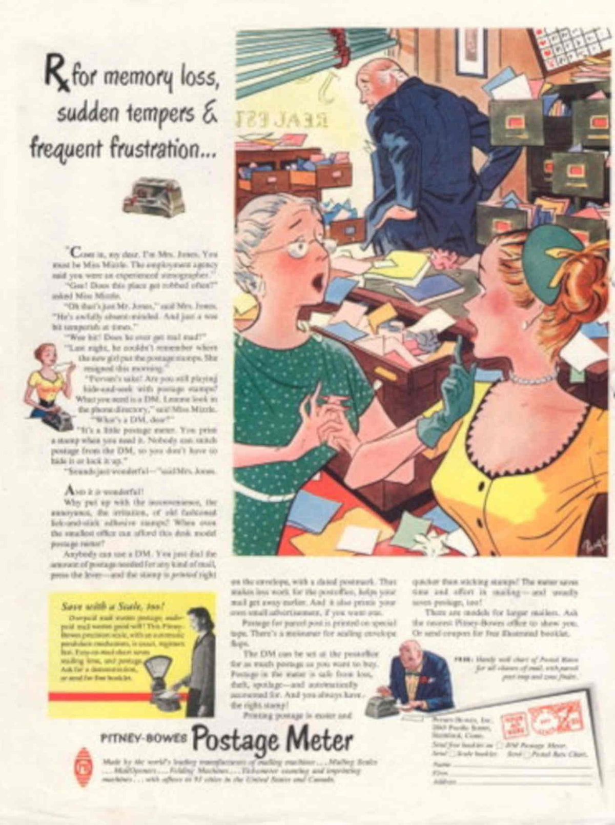 Pitney Bowes Postage 1950s Vintage Retro Advert Poster