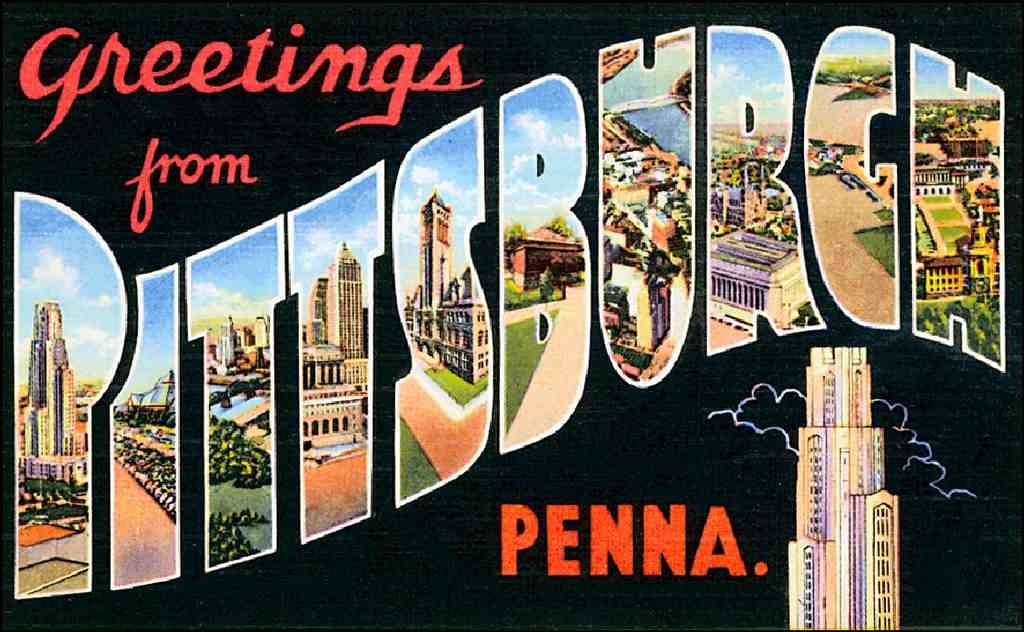Pittsburgh Luggage Label Vintage A4 Photo Print
