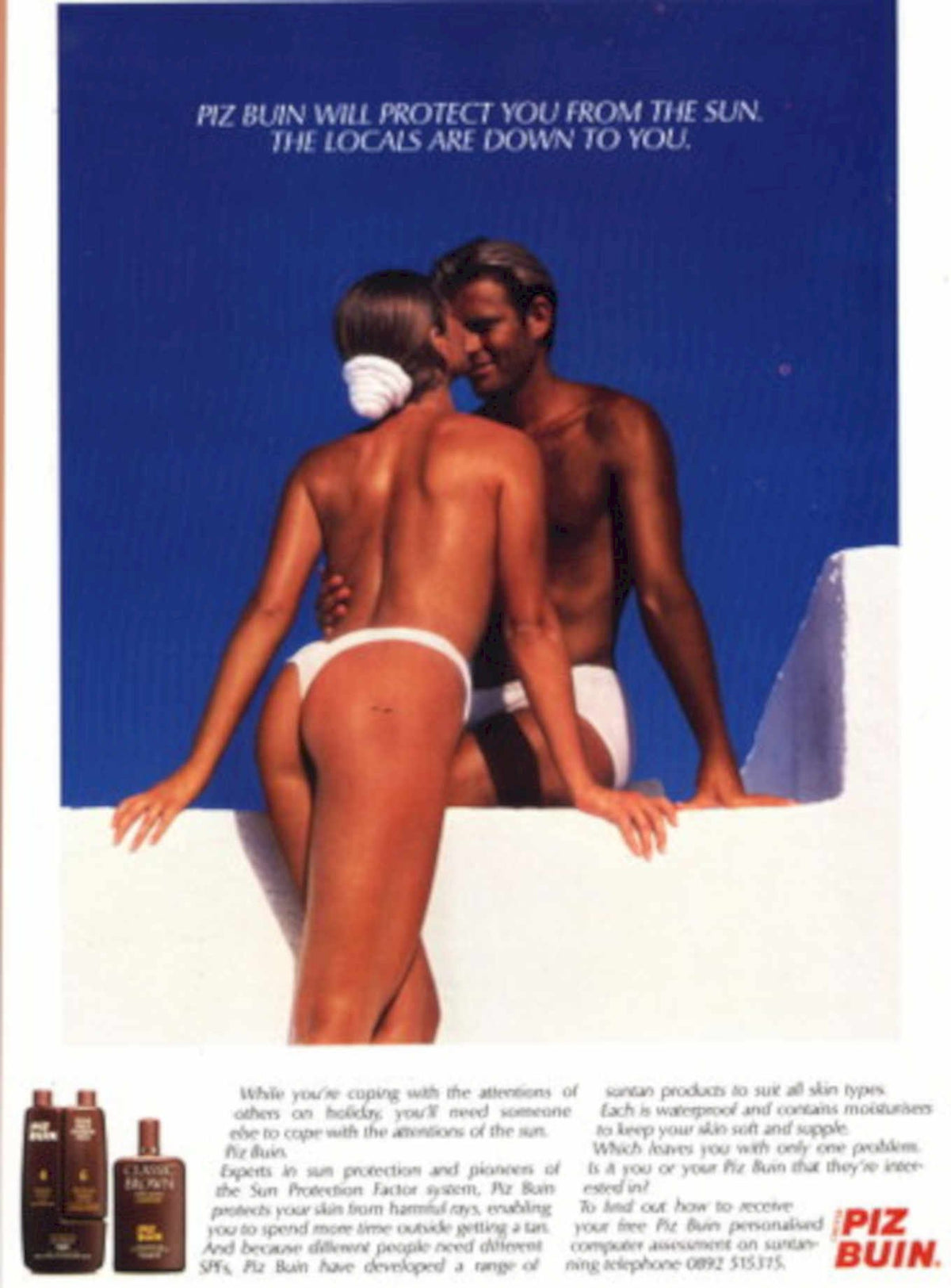 Piz Buin Sunbathing 1990s Vintage Retro Advert