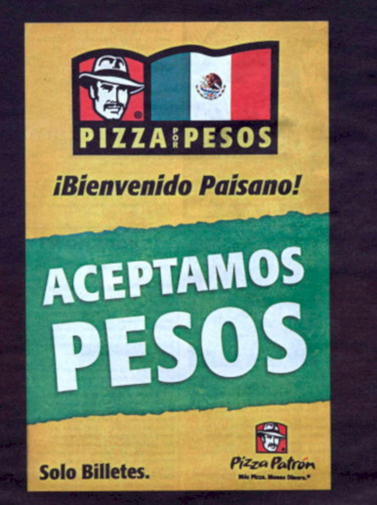 Pizza Patron Mexico 1990s Vintage Retro Advert