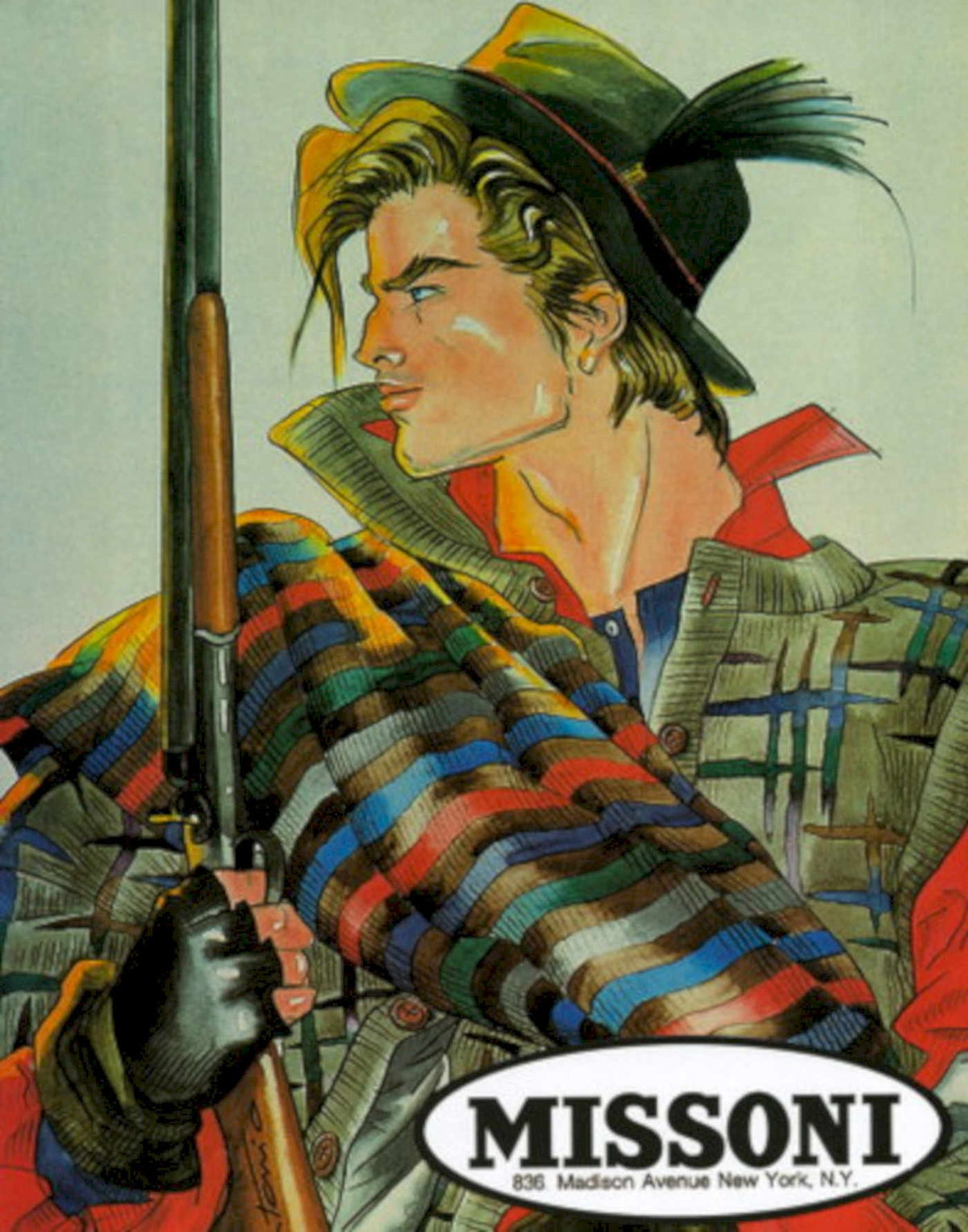 Plaid Shotgun Missoni 1970s Vintage Retro Advert