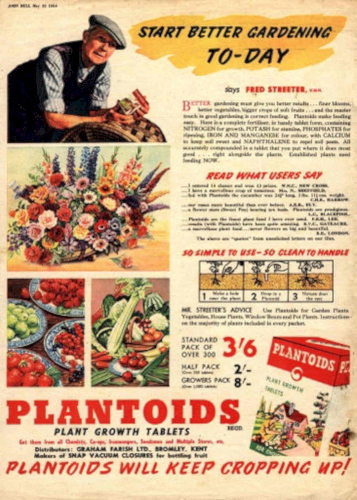 Plant Growth Tablets 1950s Vintage Retro Advert Poster