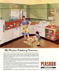 Plaskon Kitchen Future 1950s Vintage Retro Advert Poster