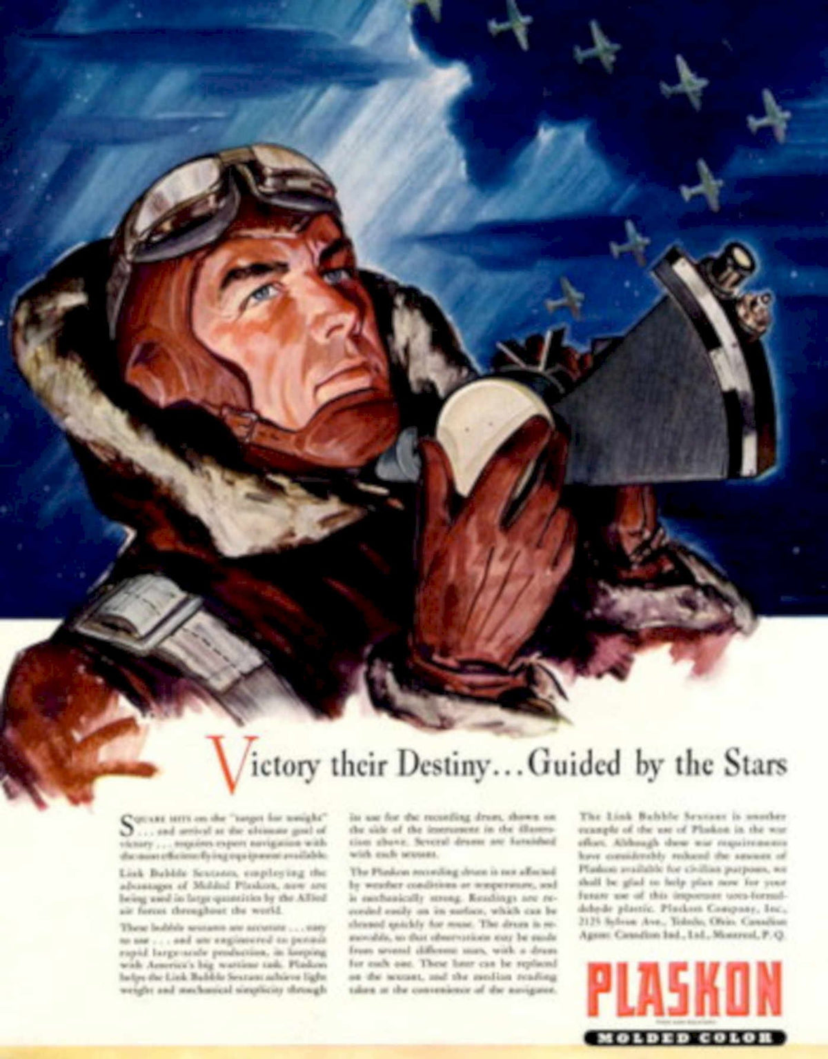 Plaskon Pilot Stars World War 2 ii 1 Vintage Retro Advert