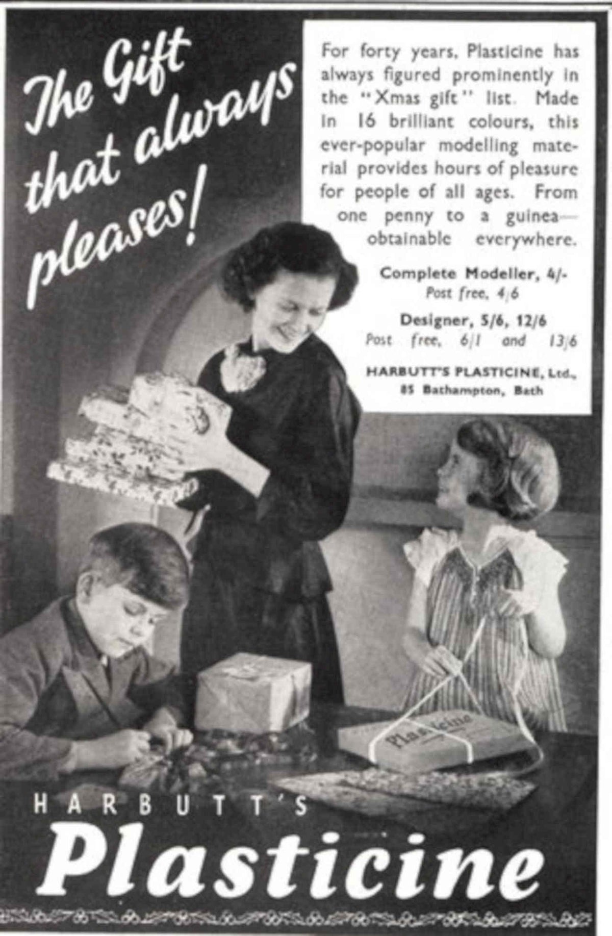 Plasticine Family Gift 1950s Vintage Retro Advert Poster