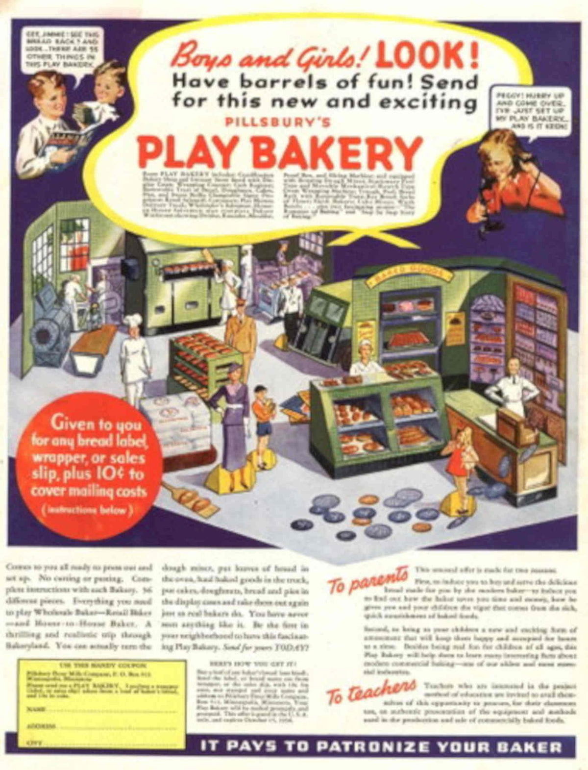 Play Bakery Oven 1950s Vintage Retro Advert Poster