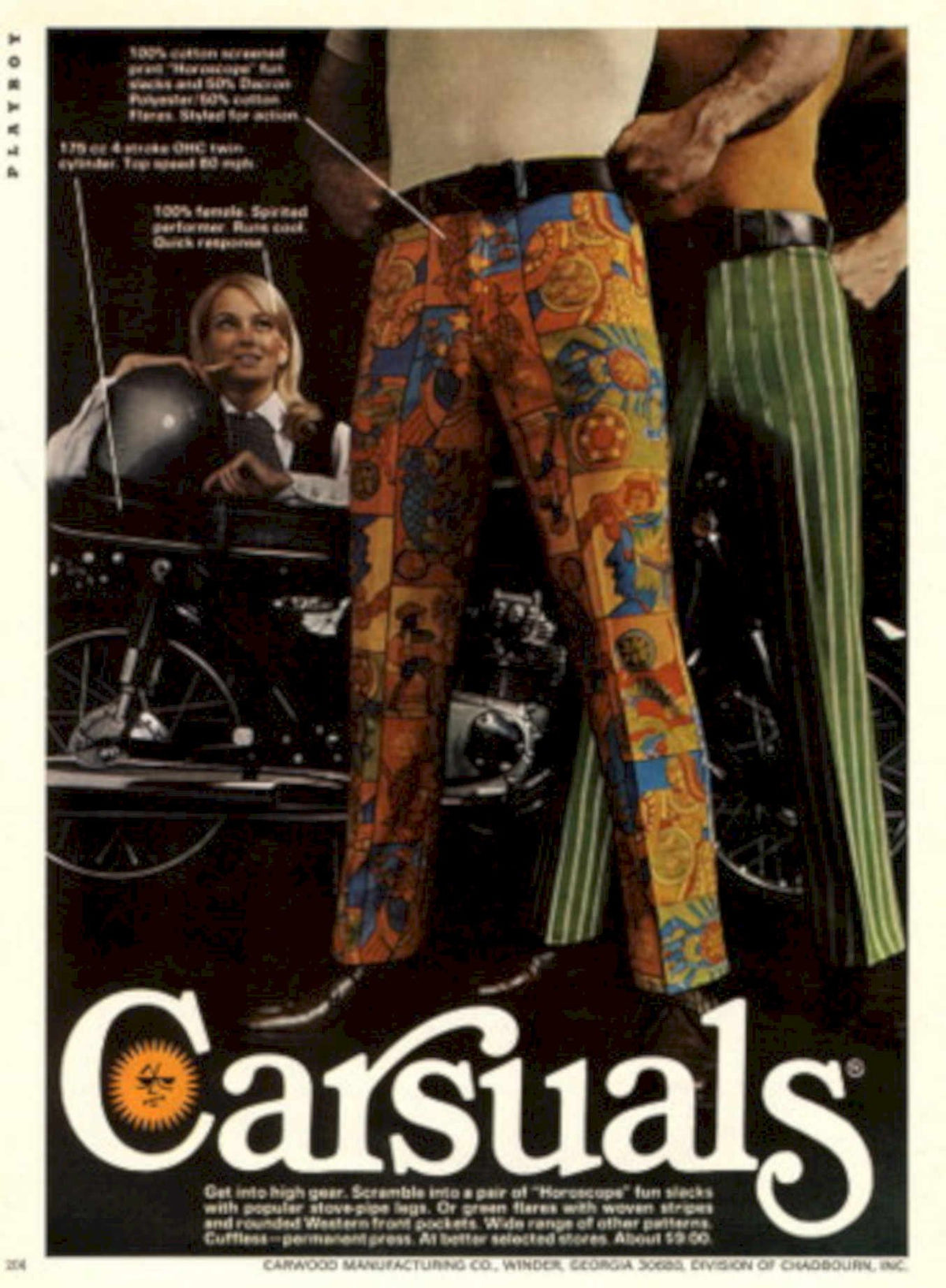 Playboy Trousers Harley 1970s Vintage Retro Advert