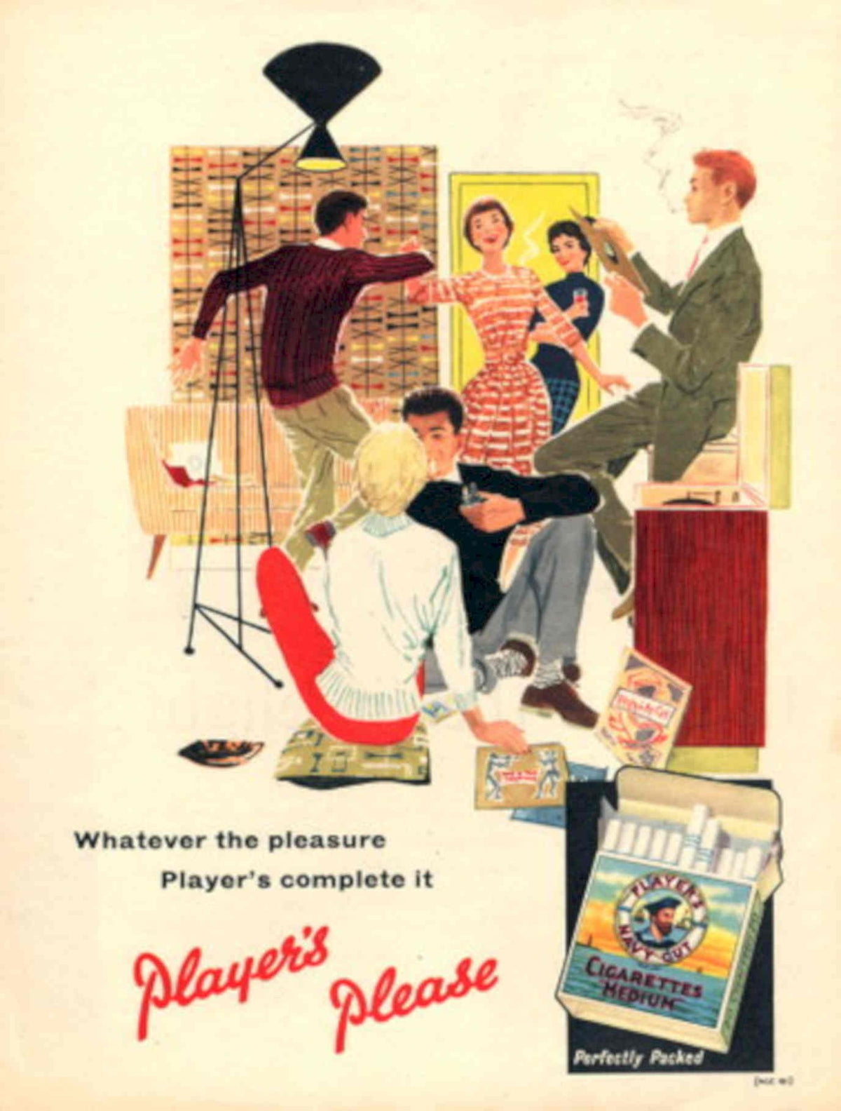 Players Cigarette Scene 1950s Vintage Retro Advert Poster
