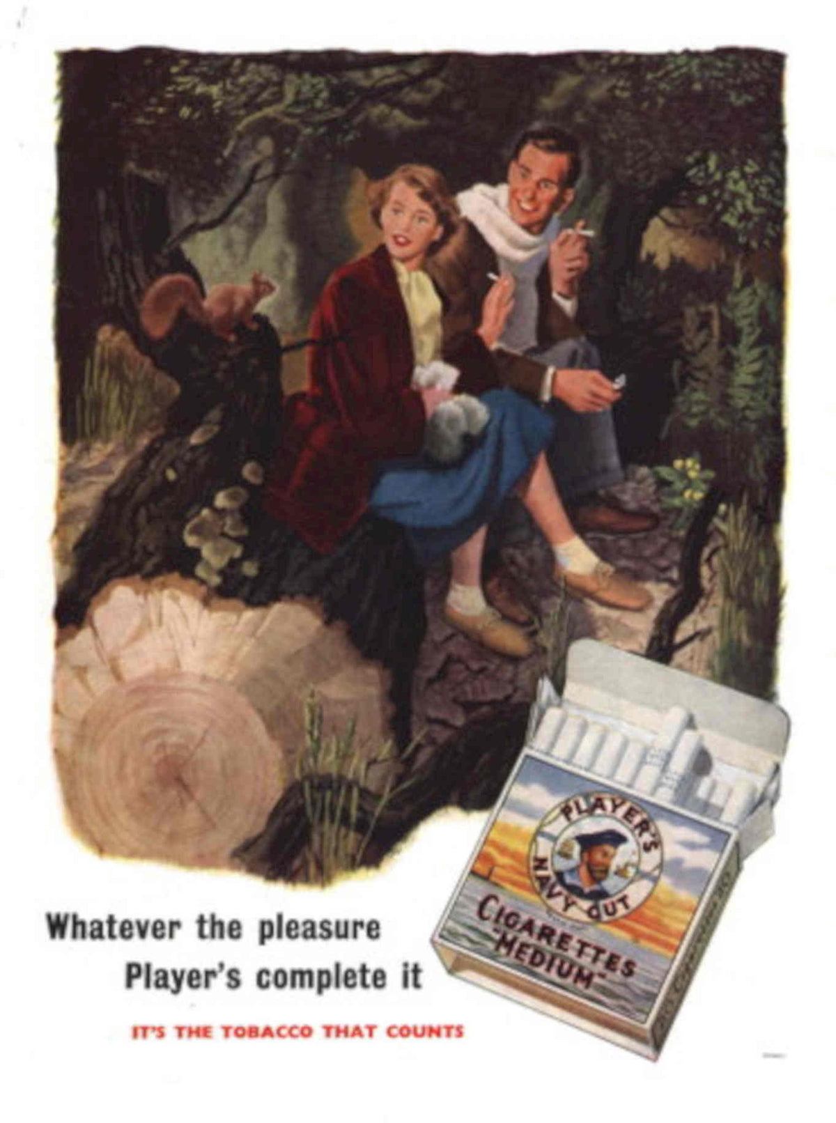 Players Navy Cigarettes 1950s Vintage Retro Advert Poster